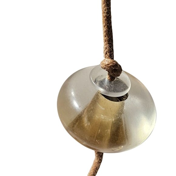 Vintage Boho Acrylic Brass Bead Necklace Brown Cord Statement Fashion Jewelry - Picture 4 of 6